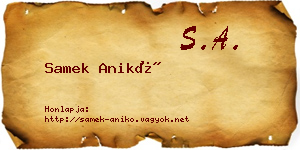 Samek Anikó névjegykártya